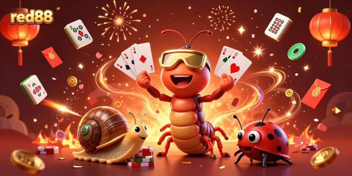 Engage with red88's exciting casino atmosphere featuring a millipede dealer and high-roller antics.