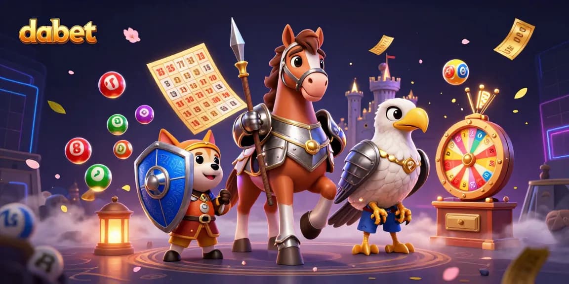 Experience thrilling wins at dabet with dynamic lotto elements in an engaging 3D casino scene.