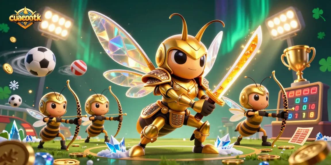 Experience exciting gameplay at cuacuonttk, showcasing a vibrant casino scene with a golden hornet and dynamic sports elements.