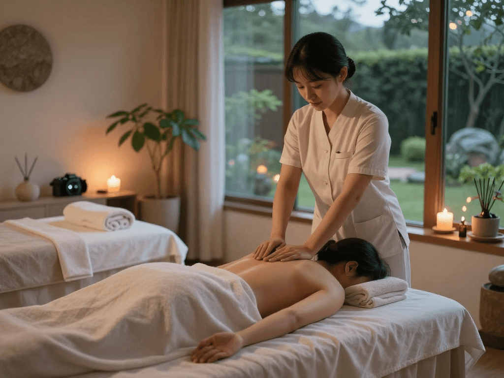 Experience the soothing 의정부출장마사지 in a tranquil wellness setting with calming decor and natural light.