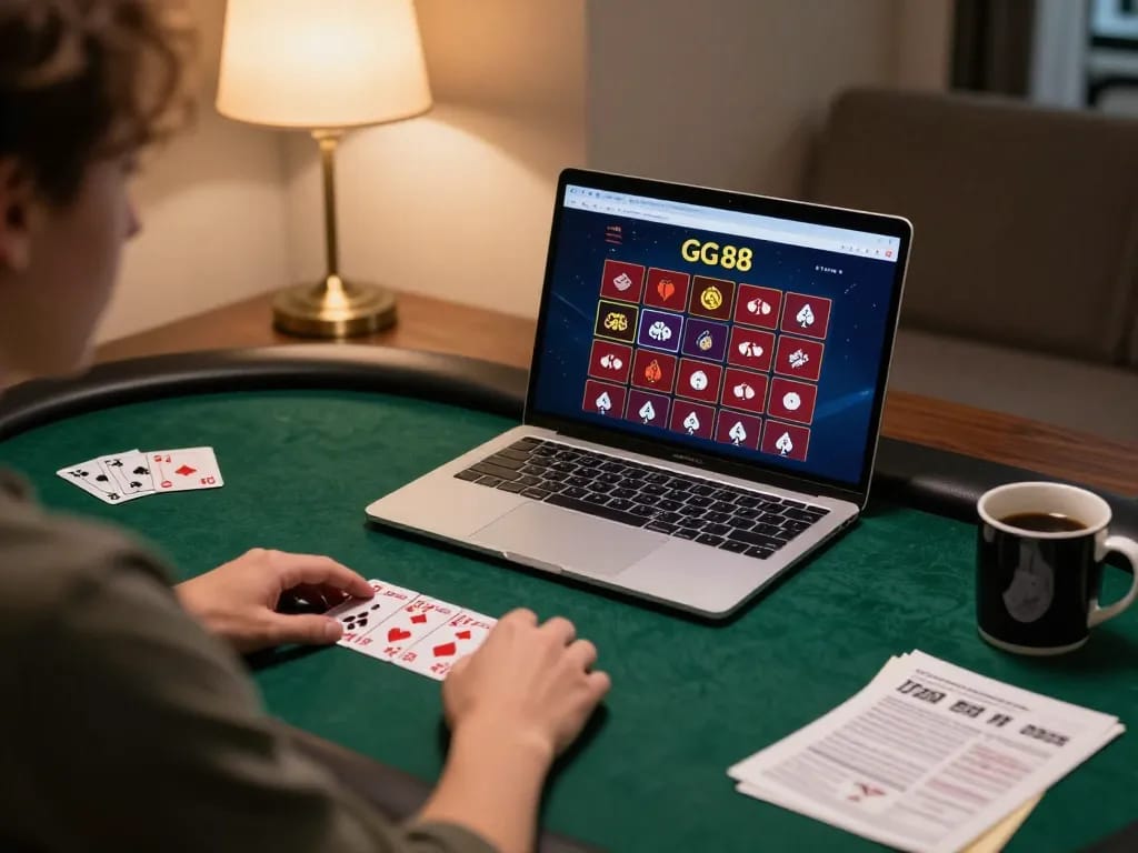 Engaged player using GG 88 online platform for a thrilling gambling experience