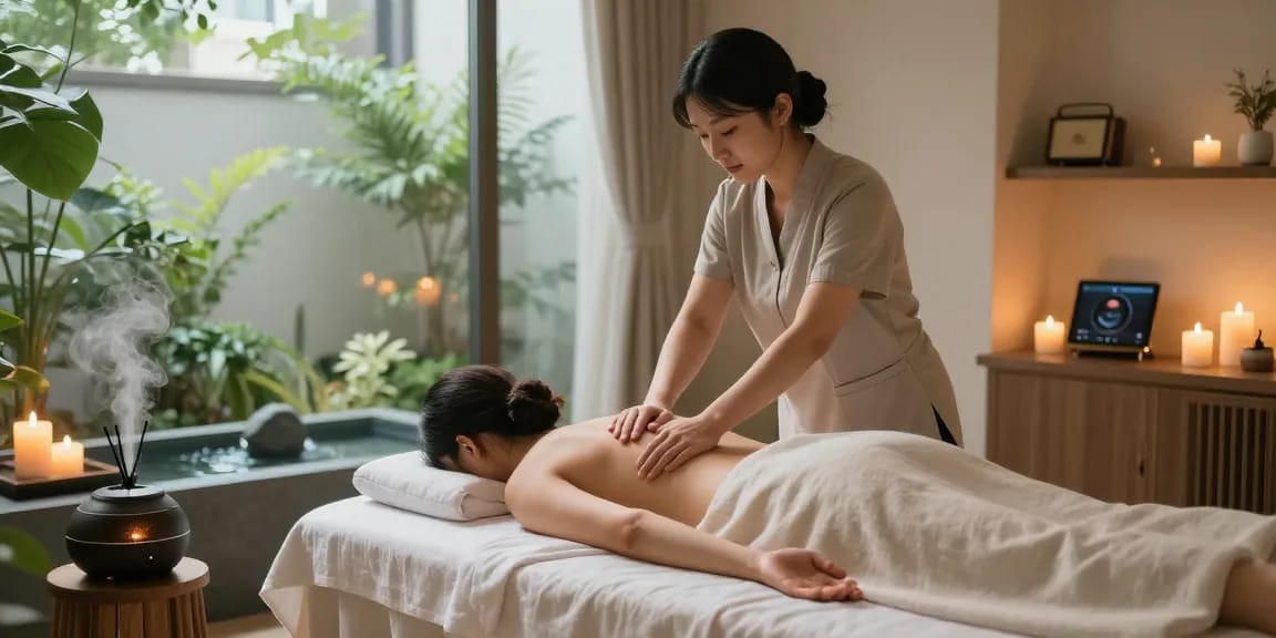 Experience peaceful 종로출장마사지 therapy in a tranquil urban spa setting with soothing ambiance.