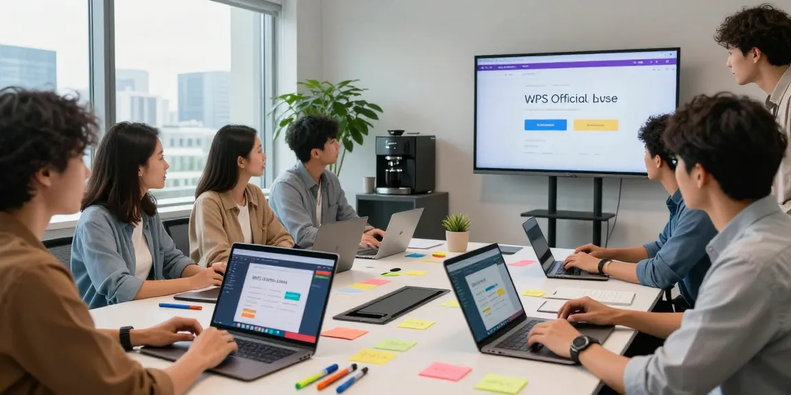 Team collaboration showcasing the WPS Official Website in a modern tech workspace.