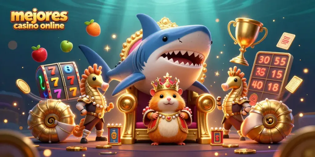 Juega en los mejores casino online con una experiencia única y emocionante, rodeado de símbolos de tragamonedas.