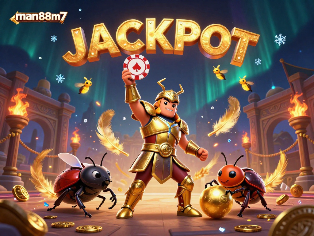 Join the man88m7 excitement as cartoon characters celebrate winning at an online casino!