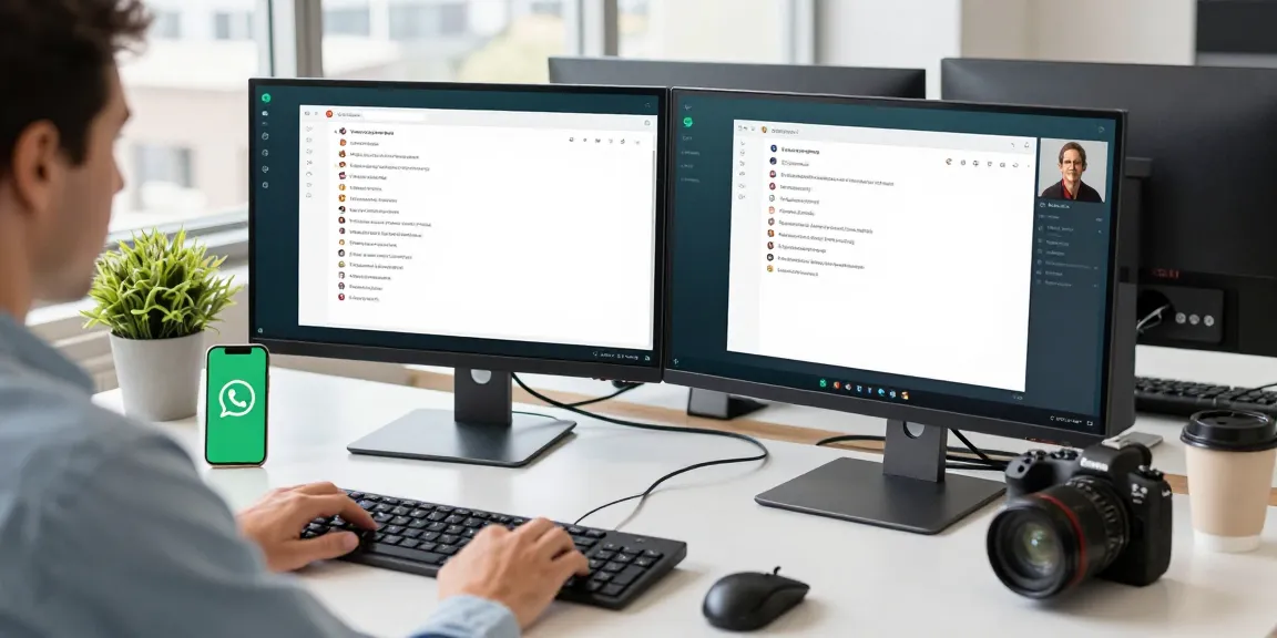 Professional workstation using WhatsApp電腦版 for seamless communication and productivity.