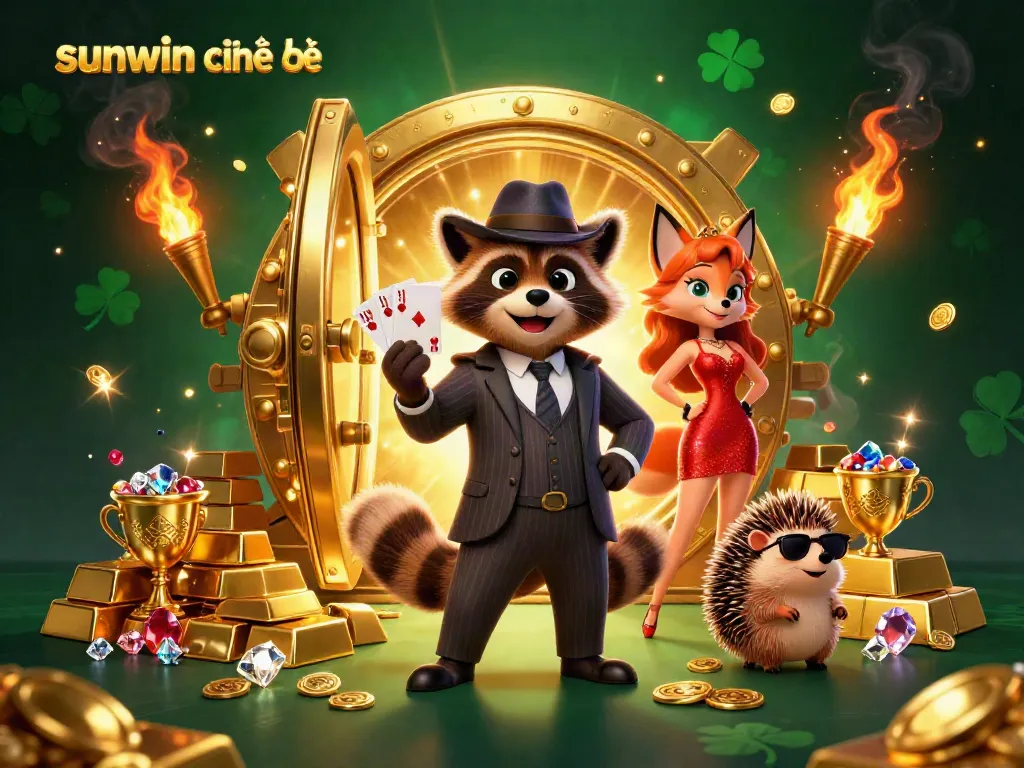 Engage with sunwin chính thức as a charming raccoon wins big in a dazzling casino scene.