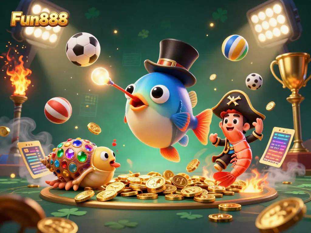 Engage with Fun888's vibrant casino experience featuring animated characters and dynamic gaming elements.