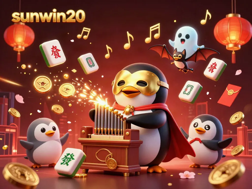 Engage with exciting gameplay at sunwin20's vibrant casino with a penguin and acrobatic bat.