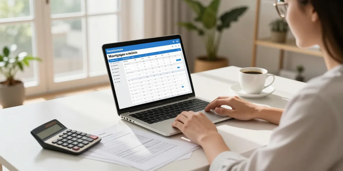 cálculo hipoteca in a modern home office with calculator and mortgage options