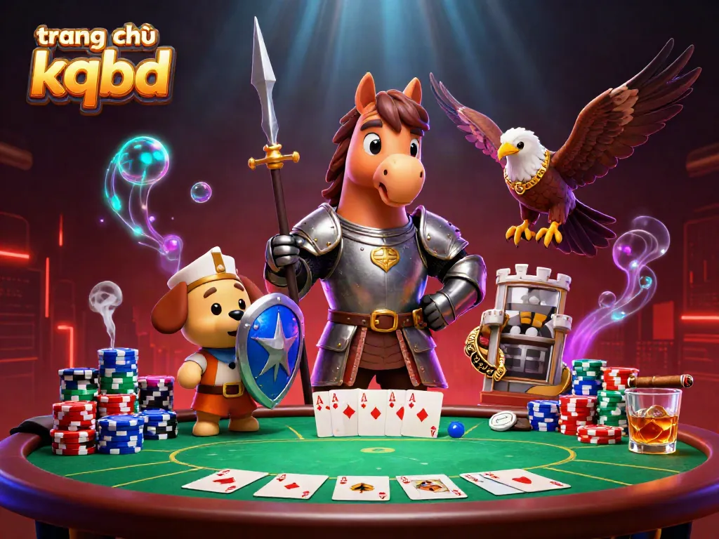 Experience the excitement of trang chủ kqbd with immersive gaming elements and action, featuring a knight and squire in a vibrant poker scene.
