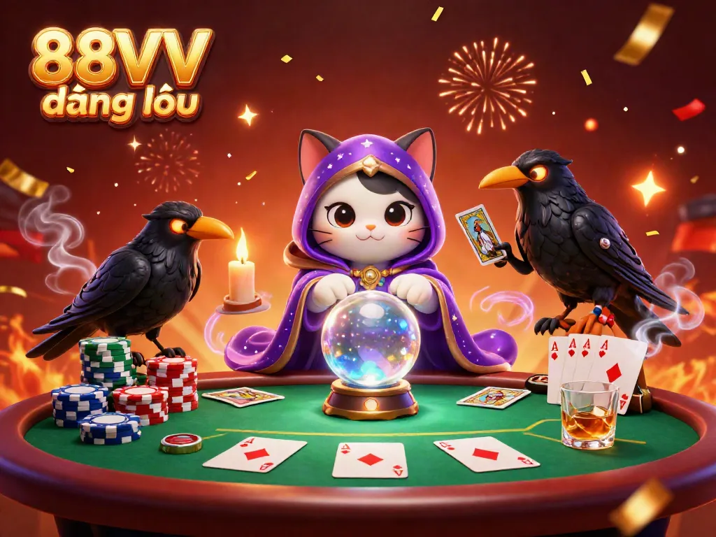 Engage in thrilling wins at 88VV đăng nhập, featuring poker chaos and enchanting characters in a casino atmosphere.