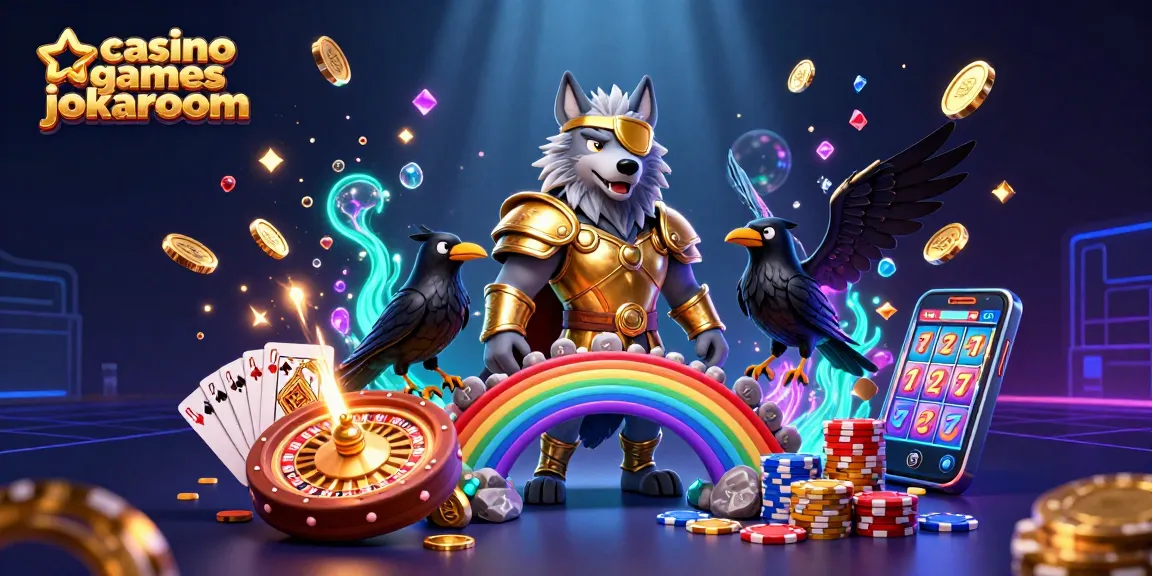 Experience casino games jokaroom with exciting elements like Odin wolf, ravens, and vibrant casino action.