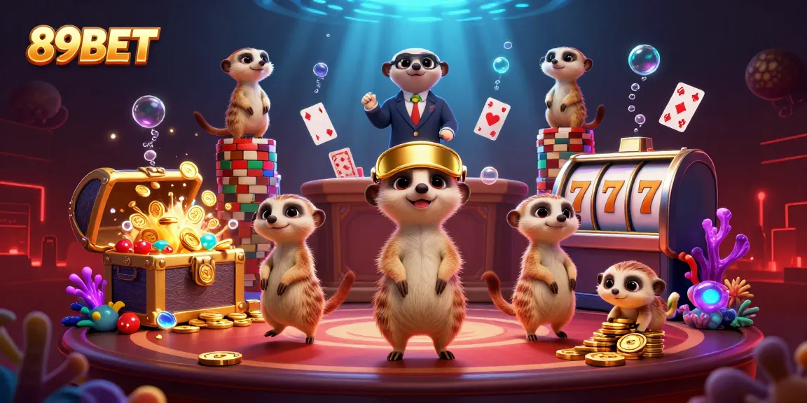 Experience thrilling gaming at 89BET with meerkats managing an exciting casino operation filled with vibrant action.