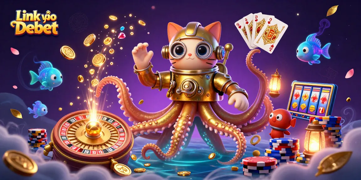 Engage with top-tier gaming at Link vào Debet featuring a vibrant kraken and casino elements.