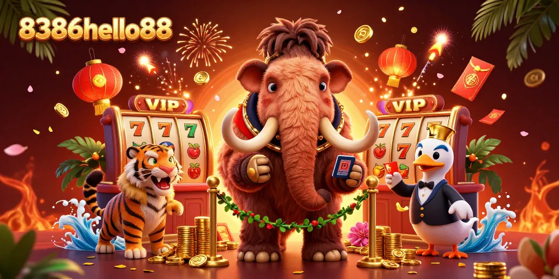 Experience the vibrant casino atmosphere with 8386hello88 featuring a woolly mammoth bouncer and dynamic game elements.