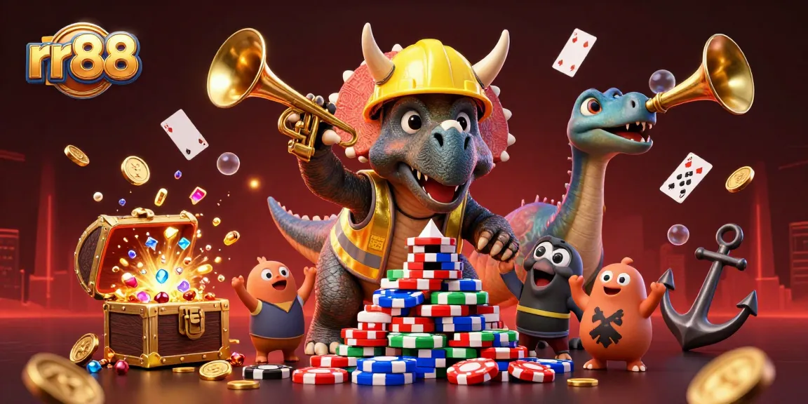 Celebrate wins at rr88 with vibrant scenes of 3D casino characters and colorful treasure.