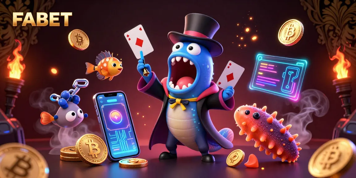 Experience FABET's exciting magic show with vibrant sea creatures and crypto elements in action.