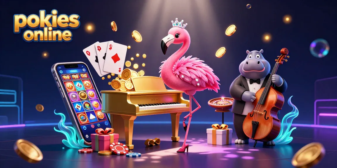 Spin and win exciting pokies online with vibrant casino characters in a colorful setting.