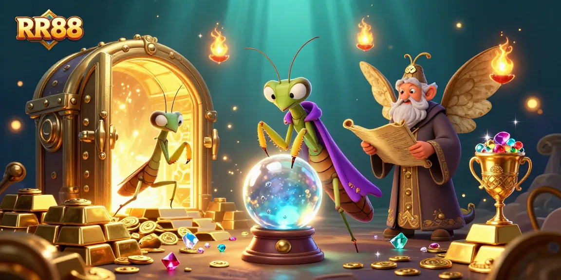RR88 players engage with the vibrant treasure-filled scene featuring fortune tellers and ancient scrolls.