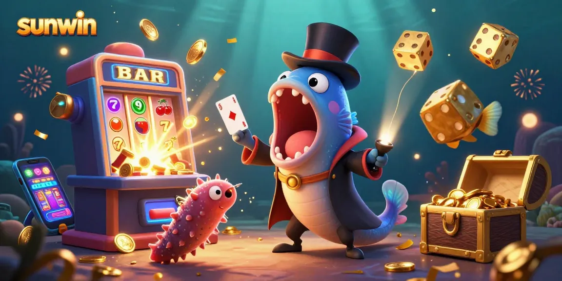 Experience thrilling card tricks with sunwin’s vibrant deep-sea gambling illustration featuring unique sea creatures.