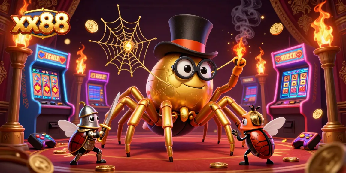 Experience the rich, vibrant gaming world of xx88 with golden characters and dynamic arcade elements.