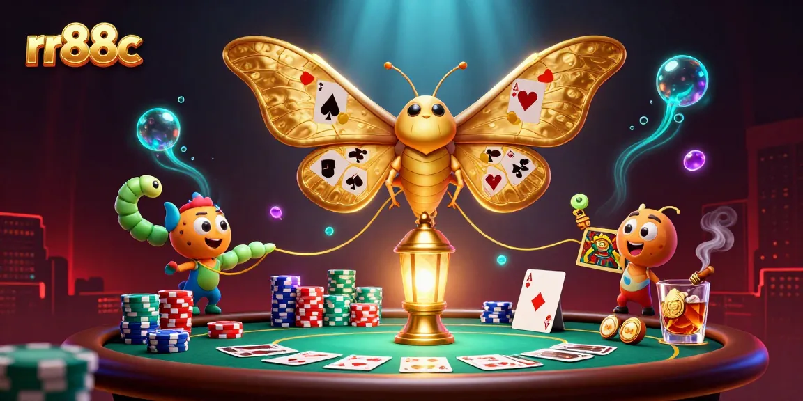 Experience thrilling poker play with rr88c's vibrant 3D illustration, showcasing action-packed casino elements.